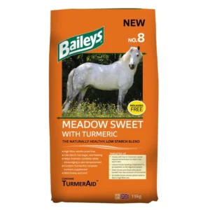 Baileys No.8 Meadow Sweet with Turmeric kurkumás, alacsony keményítőtartalmú lómüzli
